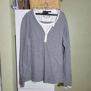 ❤️ 3 for $35 Scotch & Soda  long sleeve striped crew neck henley shirt XL